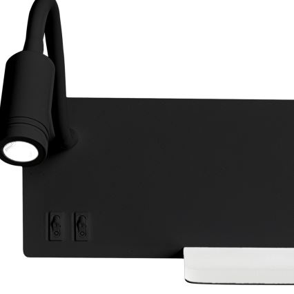 LED Sieninis šviestuvas SHELF 1xLED/4W+1xLED/5W+1xLED/2W/230V juodas