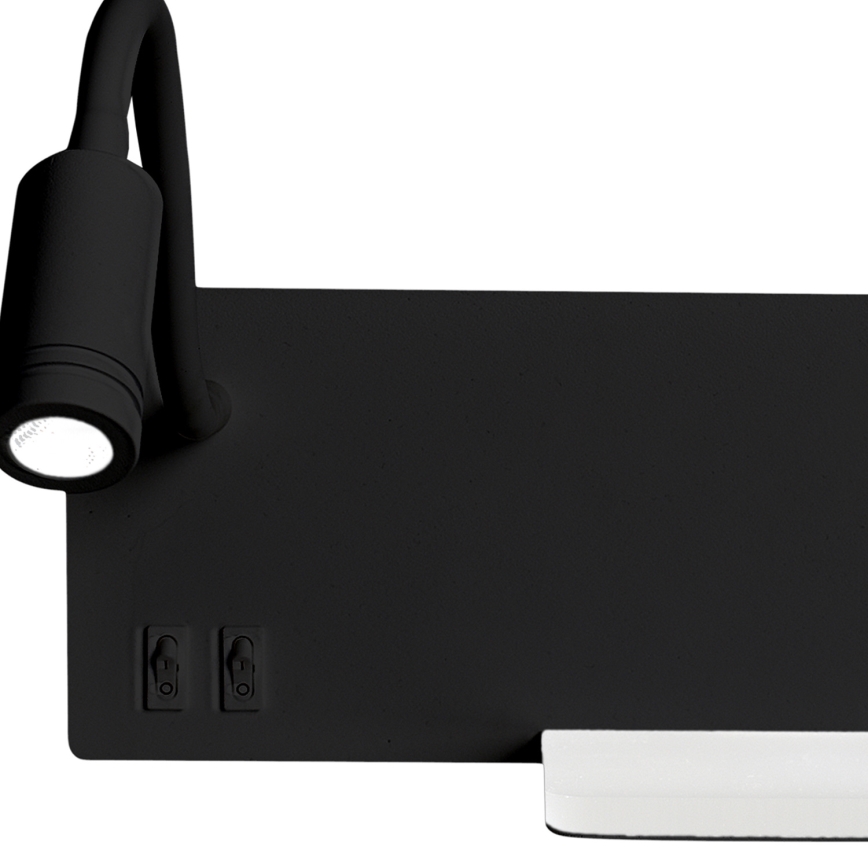 LED Sieninis šviestuvas SHELF 1xLED/4W+1xLED/5W+1xLED/2W/230V juodas