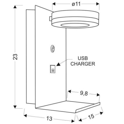 LED sieninis šviestuvas su įkrovikliu COMPACT LED / 4W / 230V