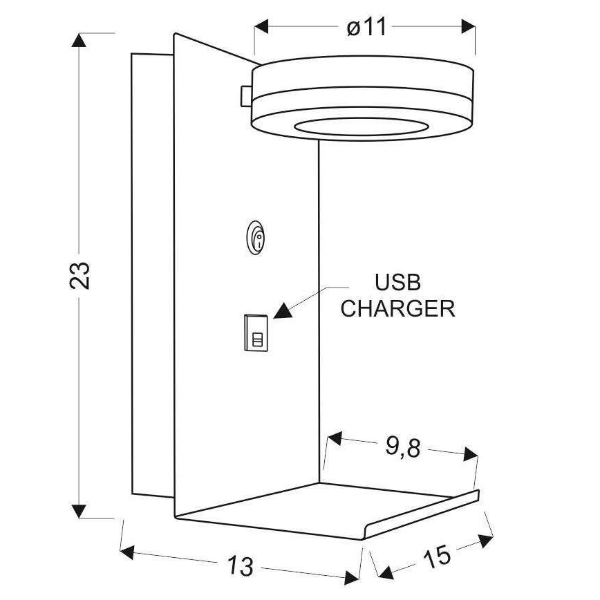 LED sieninis šviestuvas su įkrovikliu COMPACT LED / 4W / 230V