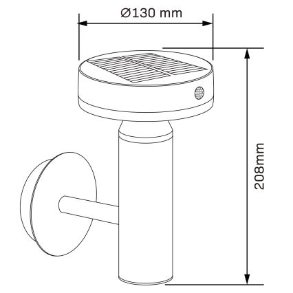 LED sieninis šviestuvas su jutikliu, įkraunamas saulės energija GWINEA LED/4,5W/3,7V 2000 mAh IP44 juoda