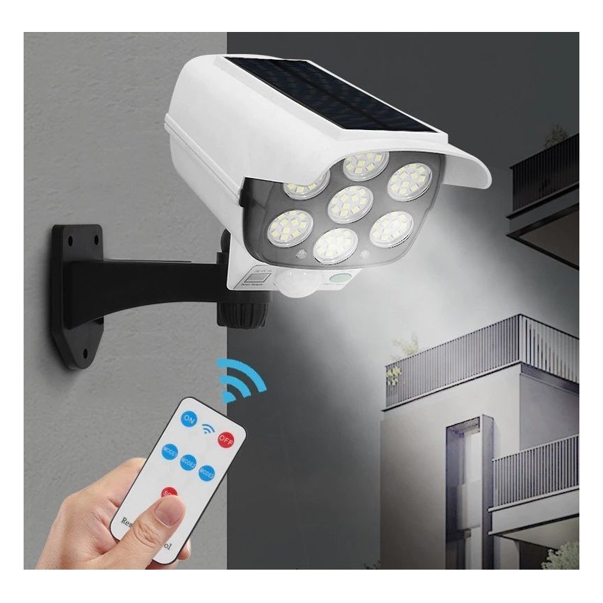 LED Netikra saulės energijos kamera su jutikliu KAMERA LED/1W/3,7V 1200 mAh IP44 + nuotolinio valdymo pultas