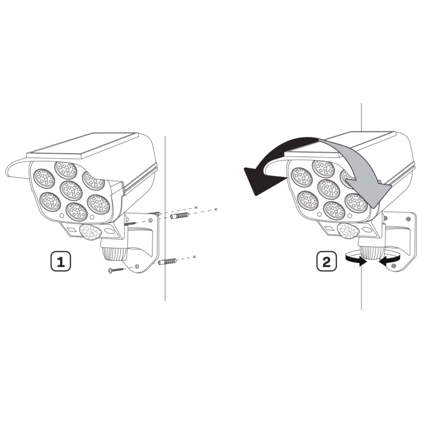 LED Netikra saulės energijos kamera su jutikliu KAMERA LED/1W/3,7V 1200 mAh IP44 + nuotolinio valdymo pultas