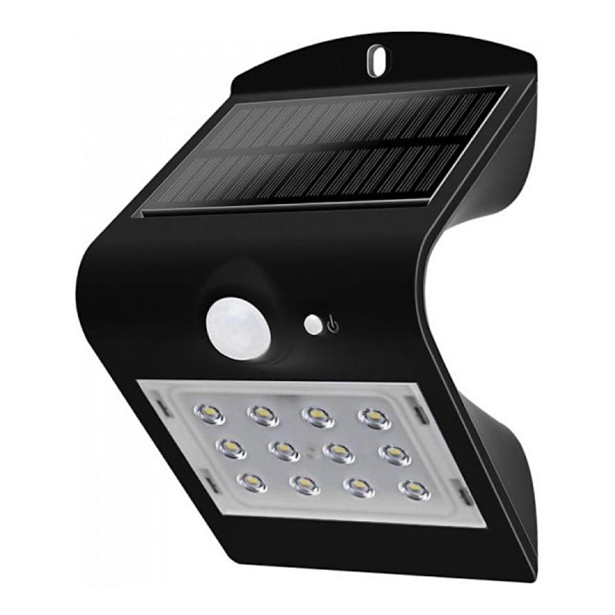 LED sieninis šviestuvas su jutikliu, įkraunamas saulės energija LED/1.5W/3,7V IP65 1200 mAh