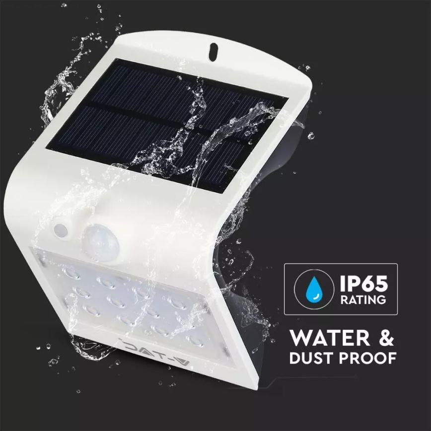 LED sieninis šviestuvas su jutikliu, įkraunamas saulės energija LED/1.5W/3,7V IP65 1200 mAh