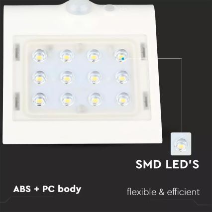 LED sieninis šviestuvas su jutikliu, įkraunamas saulės energija LED/1.5W/3,7V IP65 1200 mAh