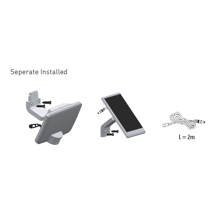 LED sieninis šviestuvas su jutikliu, įkraunamas saulės energija LED/12W/3,7V 4000 mAh IP54