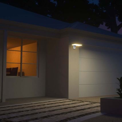 LED sieninis šviestuvas su jutikliu, įkraunamas saulės energija LED/15W/3,2V 4000K/6000K IP65 6000 mAh balta