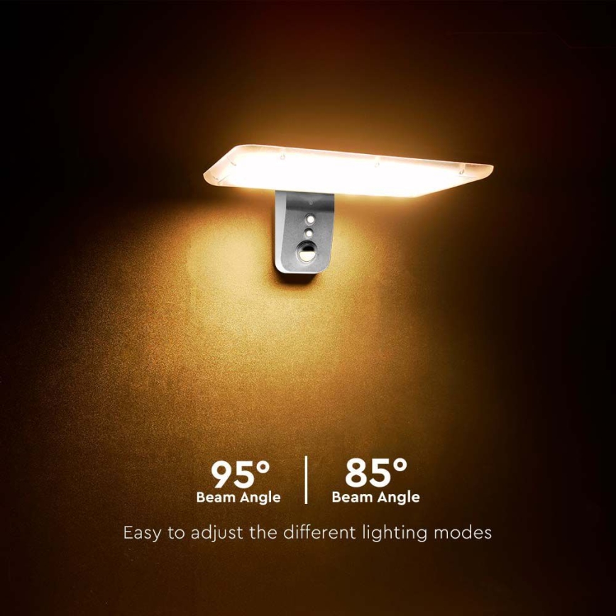 LED sieninis šviestuvas su jutikliu, įkraunamas saulės energija LED/15W/3,2V 4000K/6000K IP65 6000 mAh balta