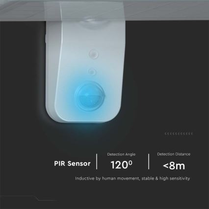 LED sieninis šviestuvas su jutikliu, įkraunamas saulės energija LED/15W/3,2V 4000K/6000K IP65 6000 mAh balta