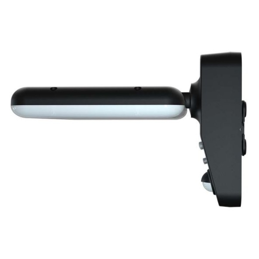 LED sieninis šviestuvas su jutikliu, įkraunamas saulės energija LED/15W/3,2V 4000K/6000K IP65 juoda