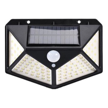 LED sieninis šviestuvas su jutikliu, įkraunamas saulės energija LED/1W/3,7V 6500K IP44