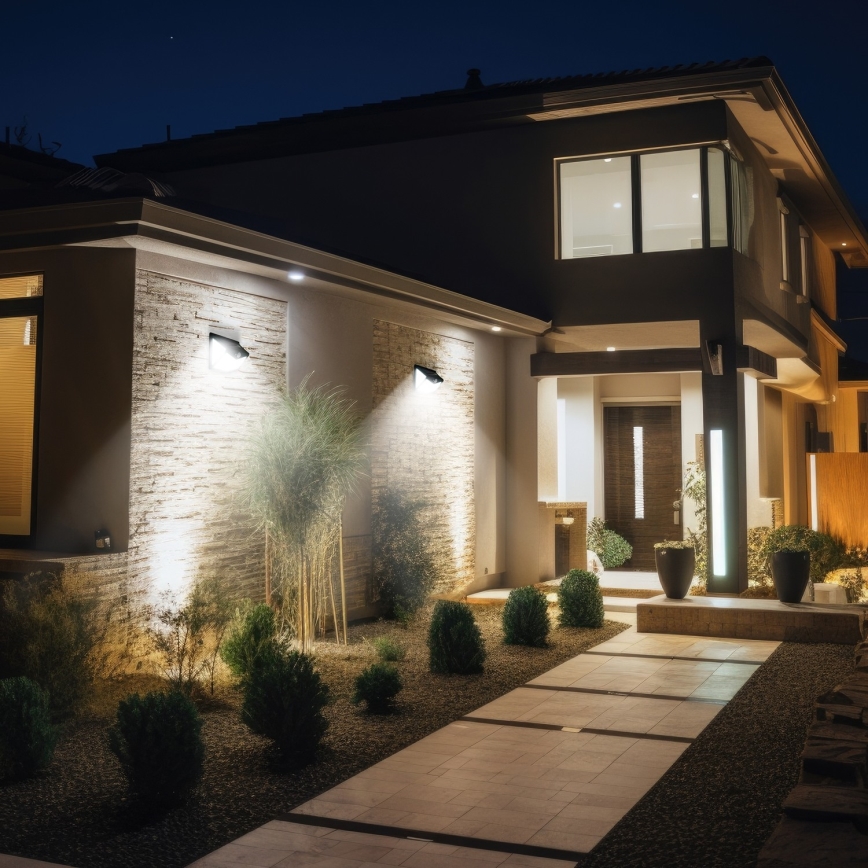 LED sieninis šviestuvas su jutikliu, įkraunamas saulės energija LED/1W/3,7V 6500K IP44