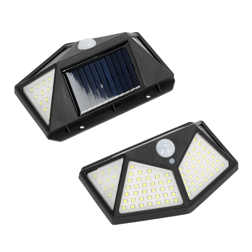 LED sieninis šviestuvas su jutikliu, įkraunamas saulės energija LED/1W/3,7V 6500K IP44