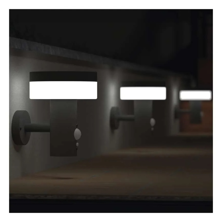 LED sieninis šviestuvas su jutikliu, įkraunamas saulės energija LED/2W/3,7V 1200 mAh IP44