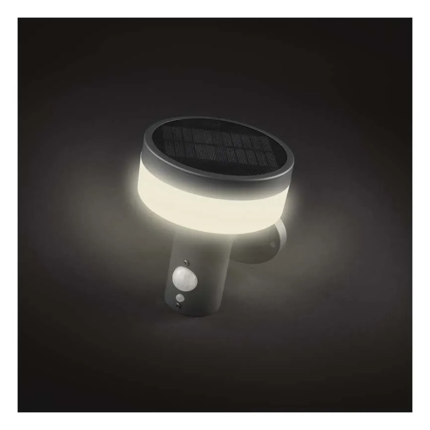 LED sieninis šviestuvas su jutikliu, įkraunamas saulės energija LED/2W/3,7V 1200 mAh IP44
