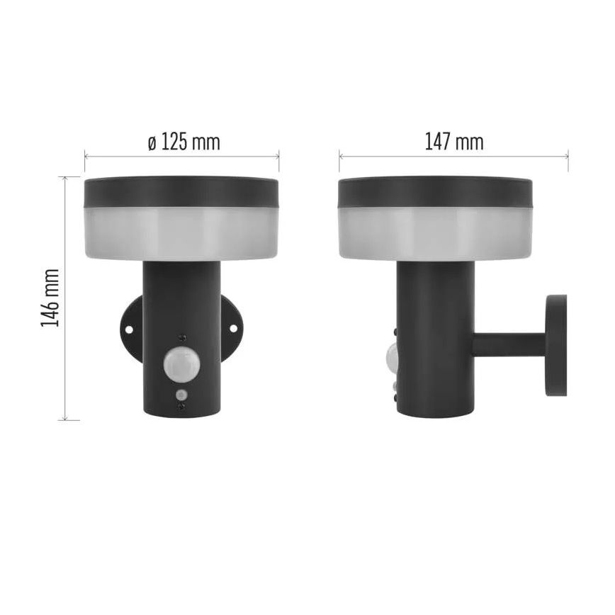 LED sieninis šviestuvas su jutikliu, įkraunamas saulės energija LED/2W/3,7V 1200 mAh IP44