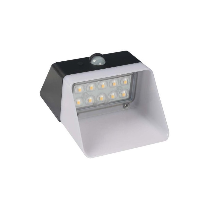 LED sieninis šviestuvas su jutikliu, įkraunamas saulės energija LED/2W/3,7V 4000K IP65