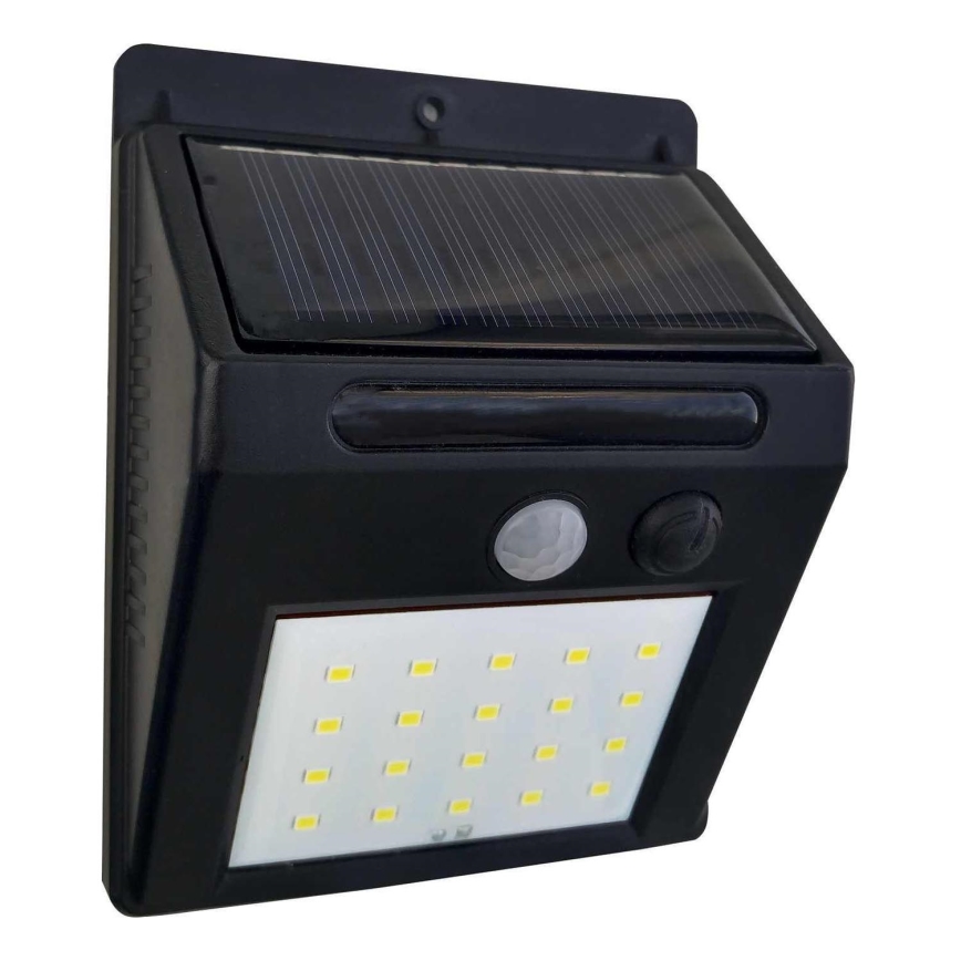 LED sieninis šviestuvas su jutikliu, įkraunamas saulės energija LED/3W/3,7V 1200 mAh IP44