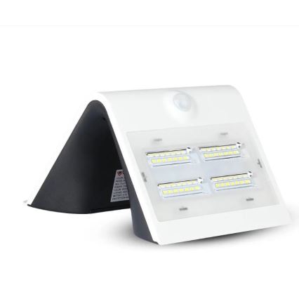 LED sieninis šviestuvas su jutikliu, įkraunamas saulės energija LED/3W/3,7V 3000/4000K IP65 2000 mAh balta