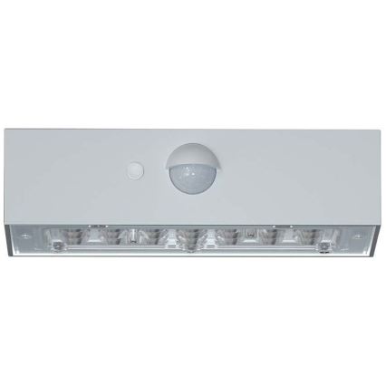 LED sieninis šviestuvas su jutikliu, įkraunamas saulės energija LED/3W/3,7V 3000K/4000K IP65 balta