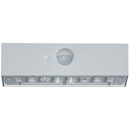 LED sieninis šviestuvas su jutikliu, įkraunamas saulės energija LED/3W/3,7V 3000K/4000K IP65 balta