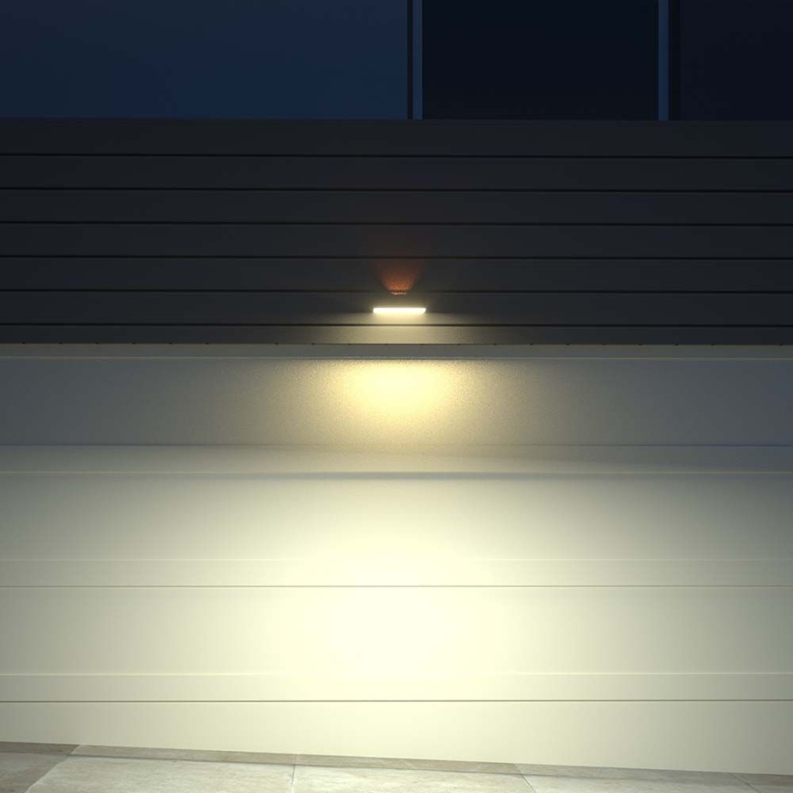 LED sieninis šviestuvas su jutikliu, įkraunamas saulės energija LED/3W/3,7V 3000K/4000K IP65 juoda