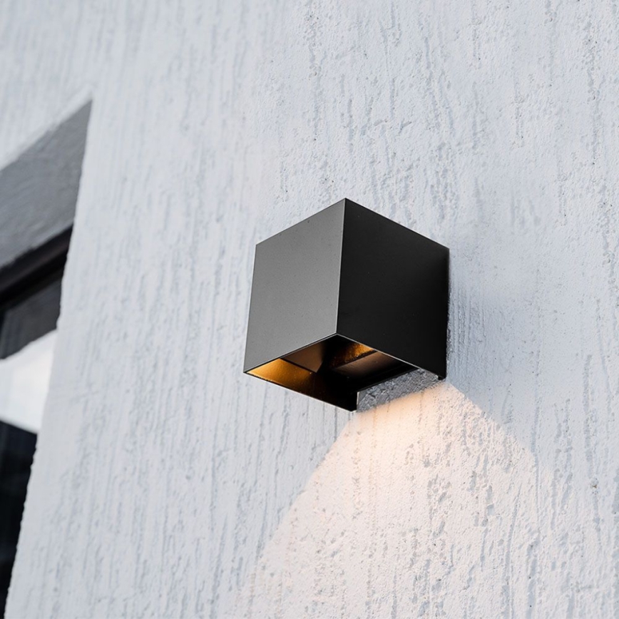 LED sieninis šviestuvas su jutikliu, įkraunamas saulės energija LED/3W/3,7V IP65 4000K juoda