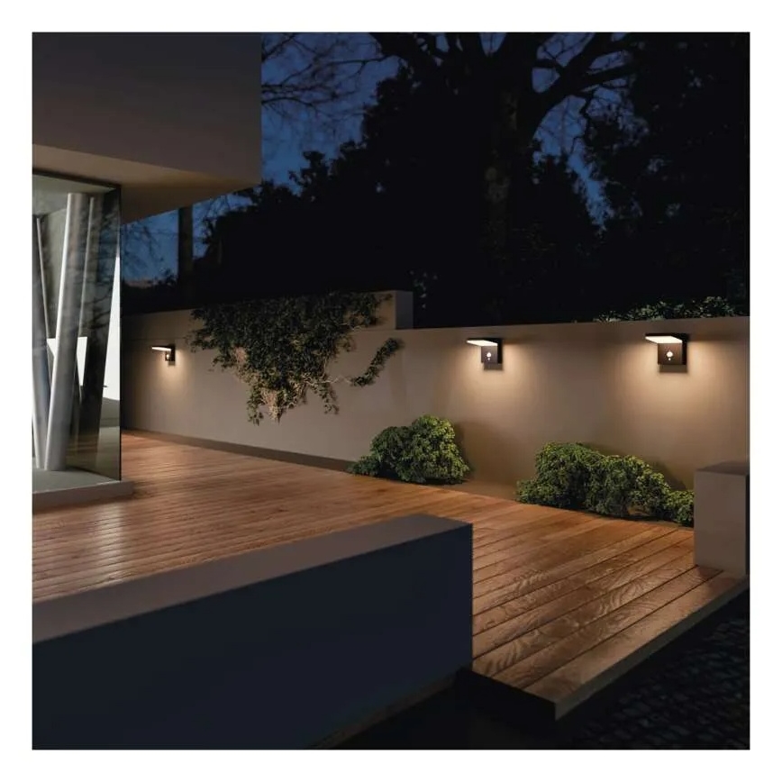 LED sieninis šviestuvas su jutikliu, įkraunamas saulės energija LED/4,4W/3,7V 2200 mAh IP44