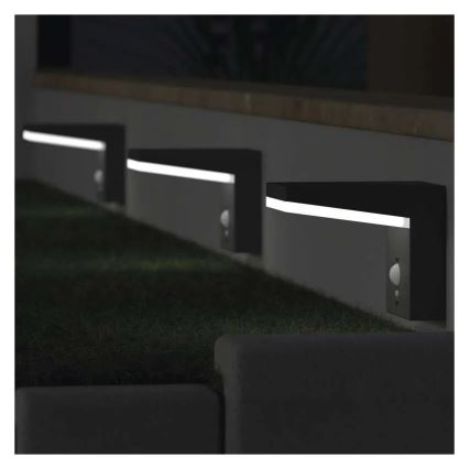 LED sieninis šviestuvas su jutikliu, įkraunamas saulės energija LED/4,4W/3,7V 2200 mAh IP44