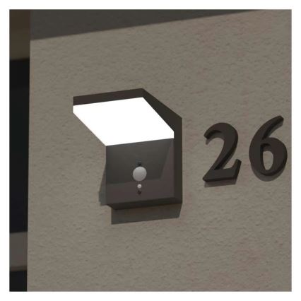 LED sieninis šviestuvas su jutikliu, įkraunamas saulės energija LED/4,4W/3,7V 2200 mAh IP44