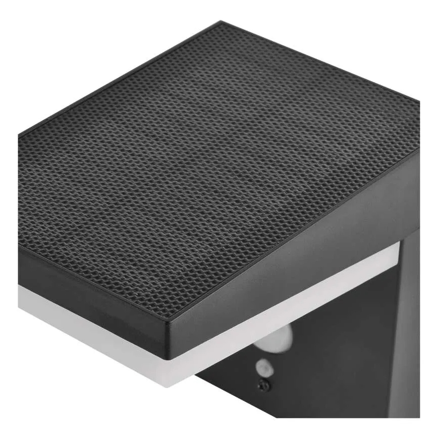 LED sieninis šviestuvas su jutikliu, įkraunamas saulės energija LED/4,4W/3,7V 2200 mAh IP44