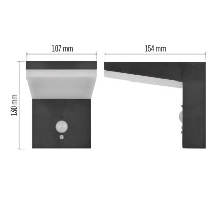 LED sieninis šviestuvas su jutikliu, įkraunamas saulės energija LED/4,4W/3,7V 2200 mAh IP44