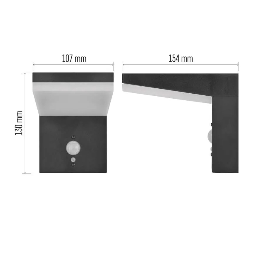 LED sieninis šviestuvas su jutikliu, įkraunamas saulės energija LED/4,4W/3,7V 2200 mAh IP44