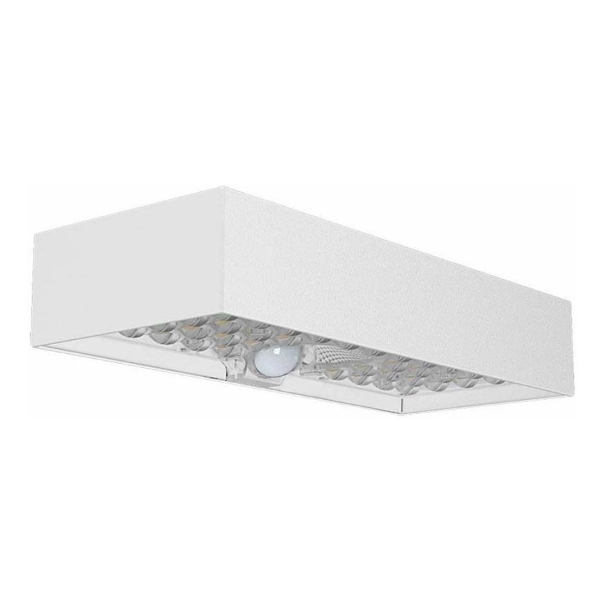LED sieninis šviestuvas su jutikliu, įkraunamas saulės energija LED/6W/3,7V IP65 4000K 3000 mAh balta