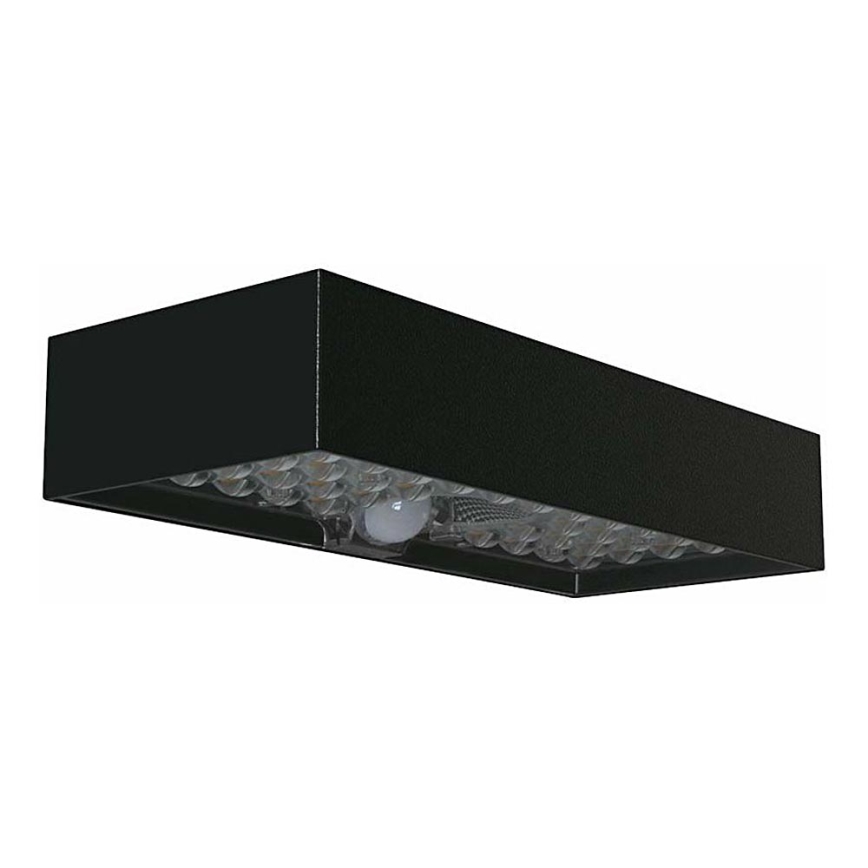 LED sieninis šviestuvas su jutikliu, įkraunamas saulės energija LED/6W/3,7V IP65 4000K 3000 mAh juoda