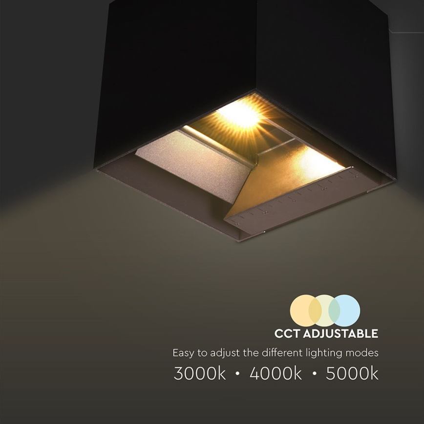 LED sieninis šviestuvas su jutikliu, įkraunamas saulės energija LED/9W/3,7V 3000/4000/5000K 2600 mAh IP65 juoda
