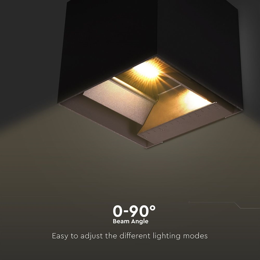 LED sieninis šviestuvas su jutikliu, įkraunamas saulės energija LED/9W/3,7V 3000/4000/5000K 2600 mAh IP65 juoda