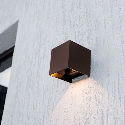 LED sieninis šviestuvas su jutikliu, įkraunamas saulės energija LED/9W/3,7V 3000/4000/5000K 2600 mAh IP65 ruda