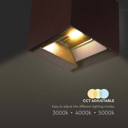 LED sieninis šviestuvas su jutikliu, įkraunamas saulės energija LED/9W/3,7V 3000/4000/5000K 2600 mAh IP65 ruda