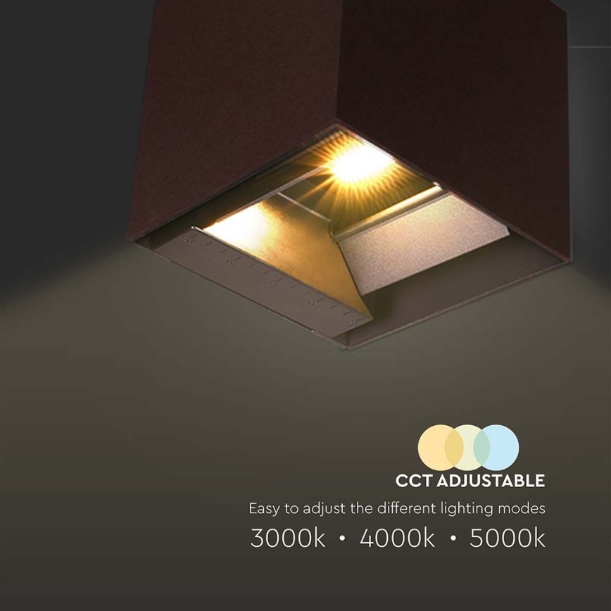 LED sieninis šviestuvas su jutikliu, įkraunamas saulės energija LED/9W/3,7V 3000/4000/5000K 2600 mAh IP65 ruda