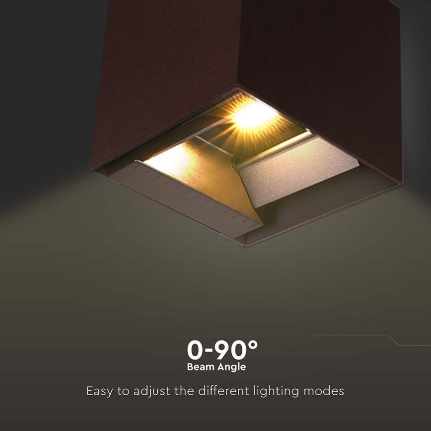 LED sieninis šviestuvas su jutikliu, įkraunamas saulės energija LED/9W/3,7V 3000/4000/5000K 2600 mAh IP65 ruda
