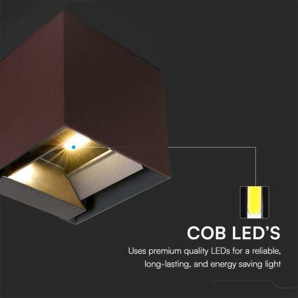 LED sieninis šviestuvas su jutikliu, įkraunamas saulės energija LED/9W/3,7V 3000/4000/5000K 2600 mAh IP65 ruda