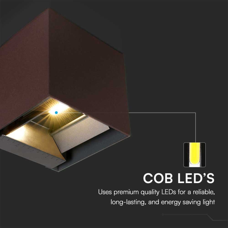LED sieninis šviestuvas su jutikliu, įkraunamas saulės energija LED/9W/3,7V 3000/4000/5000K 2600 mAh IP65 ruda