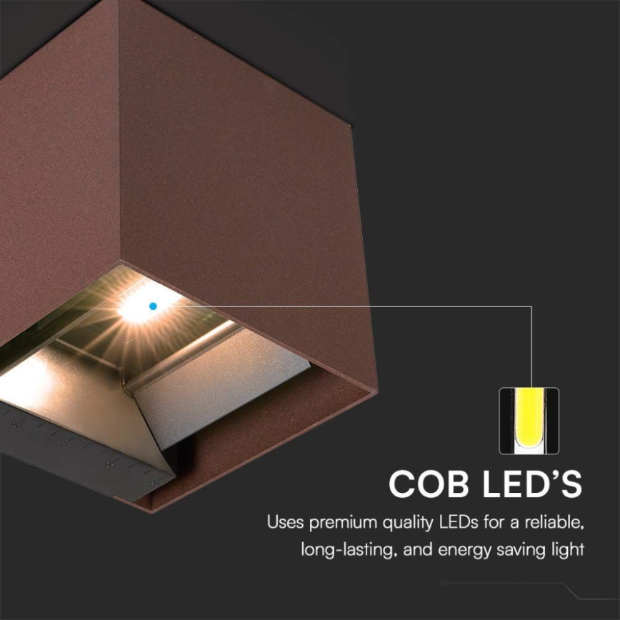 LED sieninis šviestuvas su jutikliu, įkraunamas saulės energija LED/9W/3,7V IP65 3000K ruda