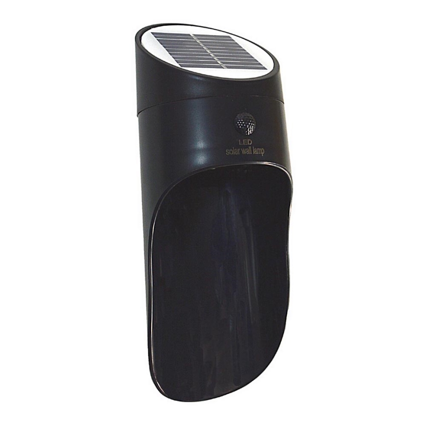 LED sieninis šviestuvas su jutikliu, įkraunamas saulės energija PALESA LED/1W/3,7V IP65 1800 mAh juoda