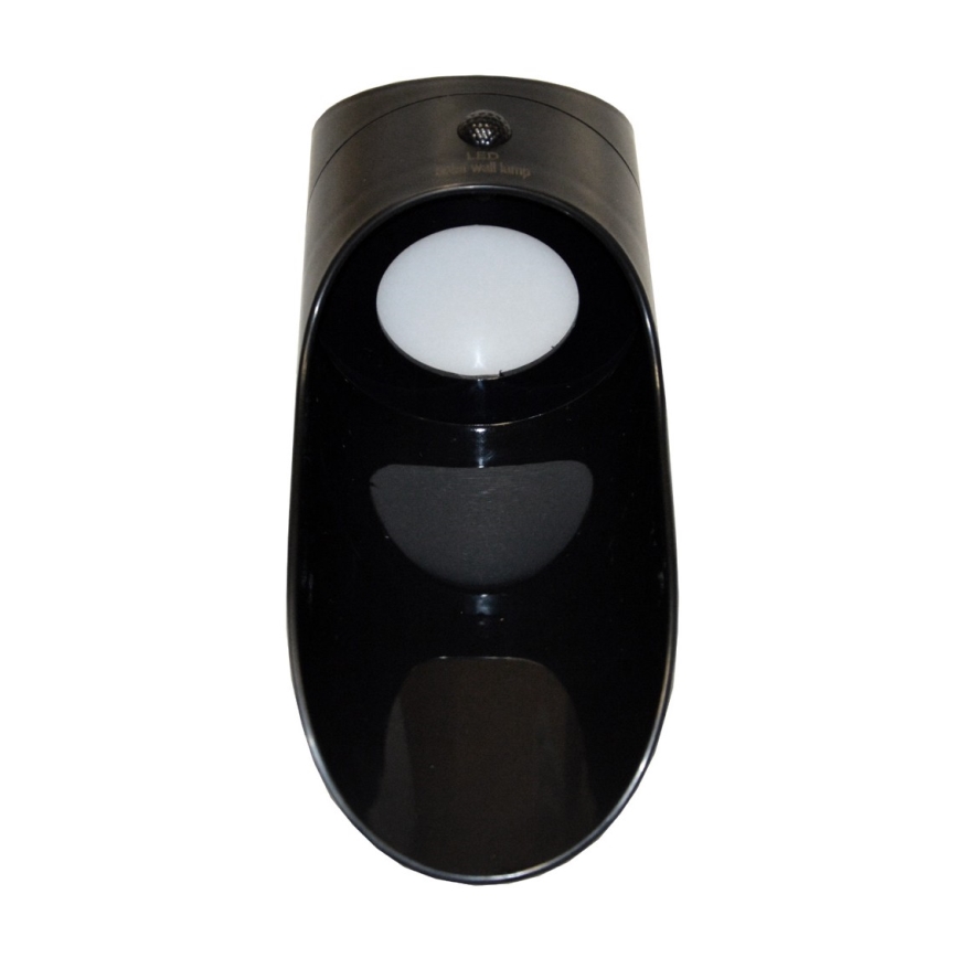 LED sieninis šviestuvas su jutikliu, įkraunamas saulės energija PALESA LED/1W/3,7V IP65 1800 mAh juoda