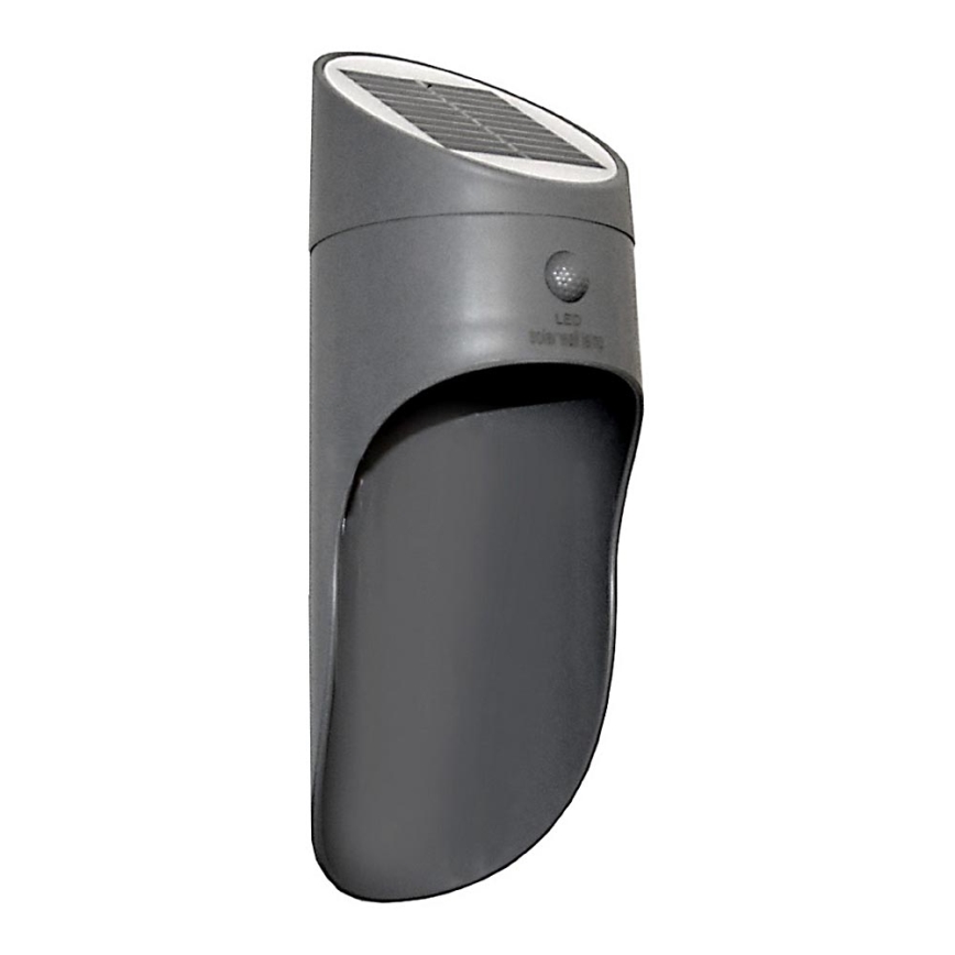 LED sieninis šviestuvas su jutikliu, įkraunamas saulės energija PALESA LED/1W/3,7V IP65 1800 mAh pilka