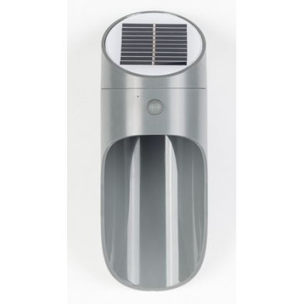 LED sieninis šviestuvas su jutikliu, įkraunamas saulės energija PALESA LED/1W/3,7V IP65 1800 mAh pilka