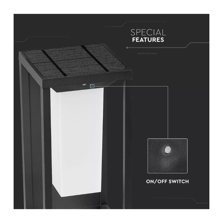 LED sieninis šviestuvas su jutikliu, įkraunamas saulės energija SAMSUNG CHIP LED/2W/3,7V IP65 2600 mAh